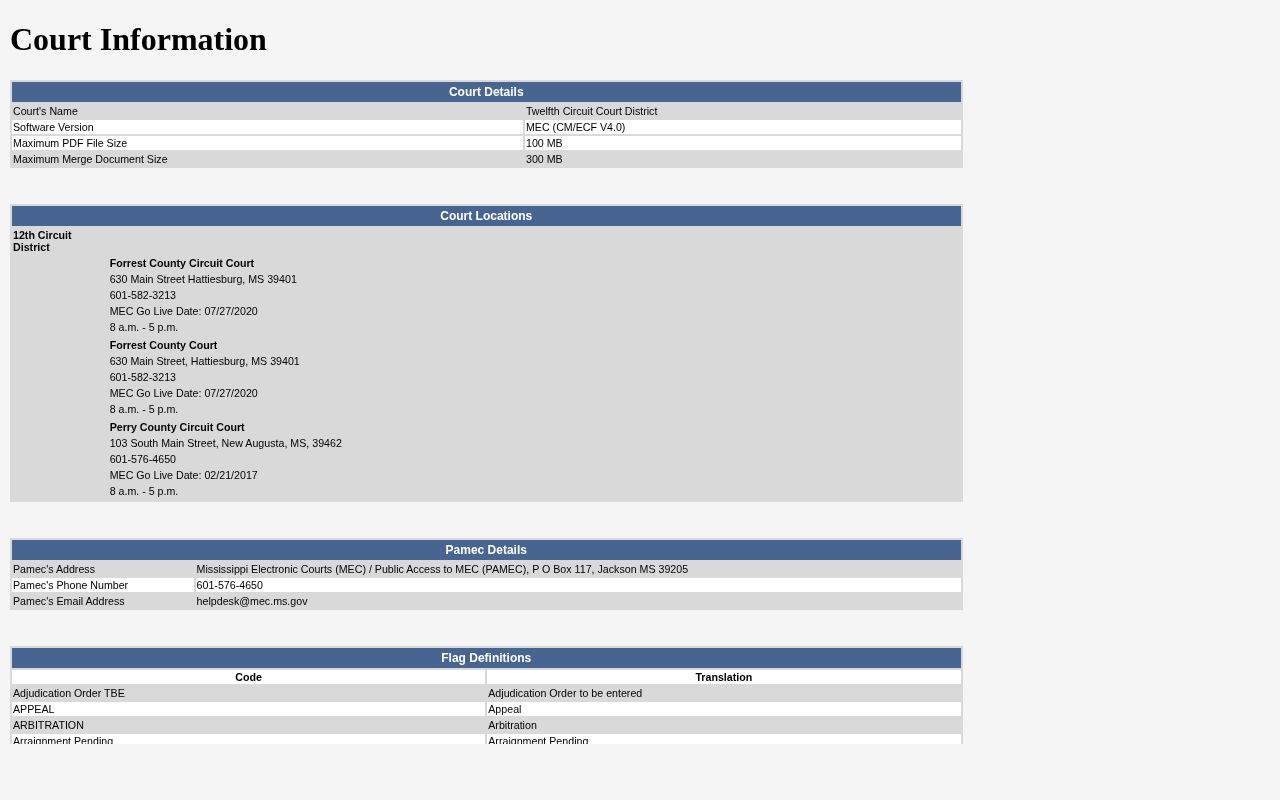 Perry County court information for released inmate record checks