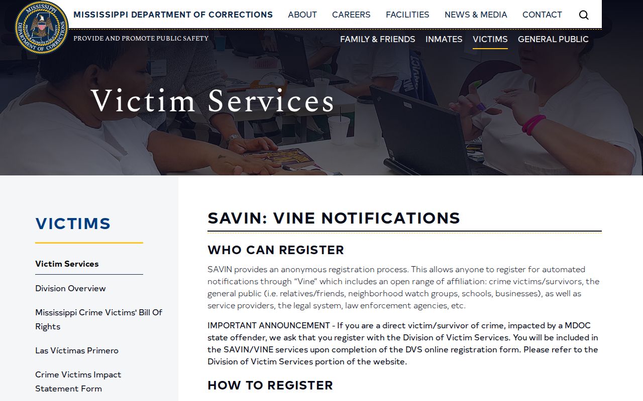 MS SAVIN registration guidance for Perry County release notifications